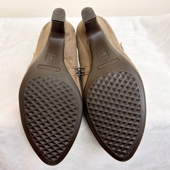 AEROSOLES TAN COMFORT SUEDE ALMOND TOE HIGH HEEL SIDE ZIP ANKLE BOOTIE SZ 9M - Picture 8 of 10